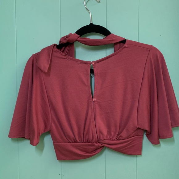 Crop wrap top with deep V - Picture 2 of 4